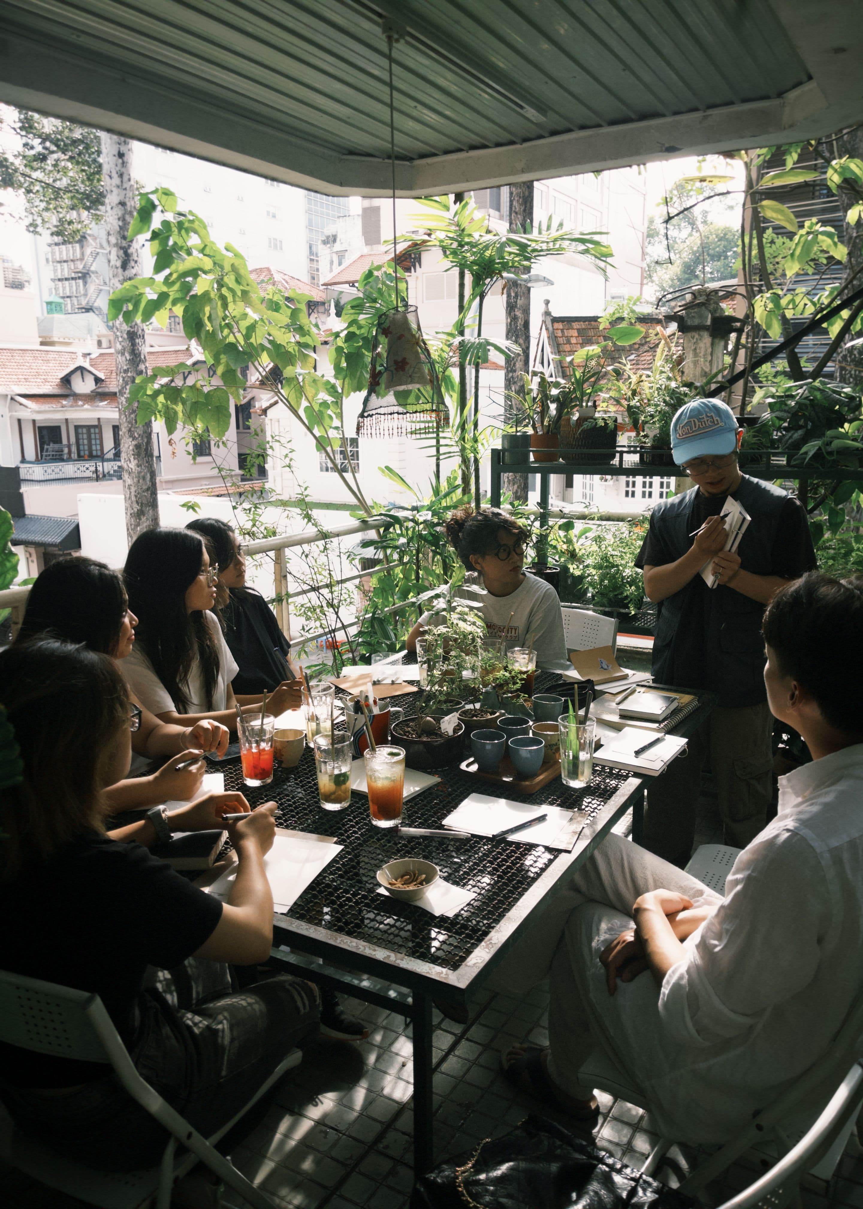teacher with art students 