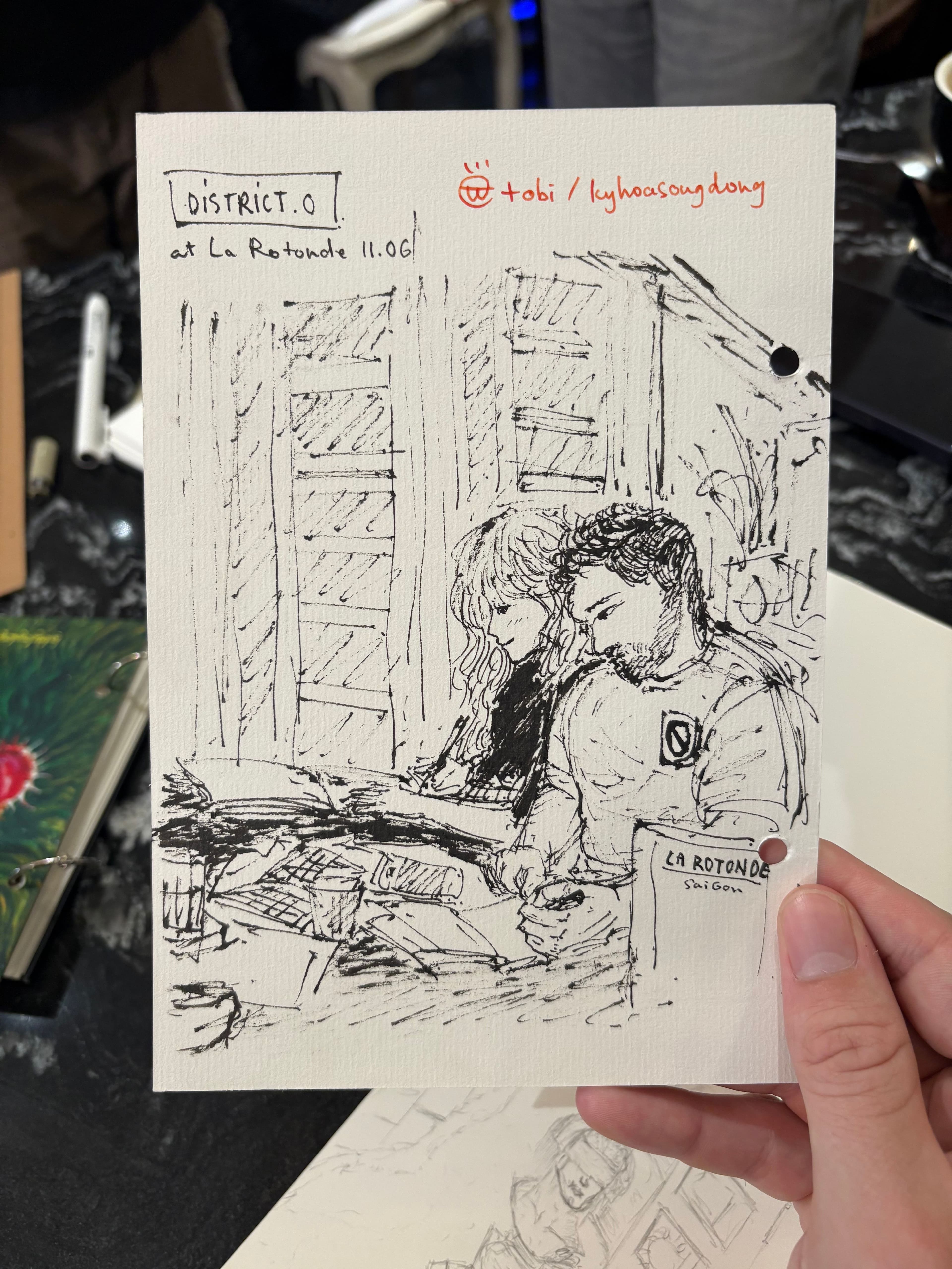 drawing of two people drawing