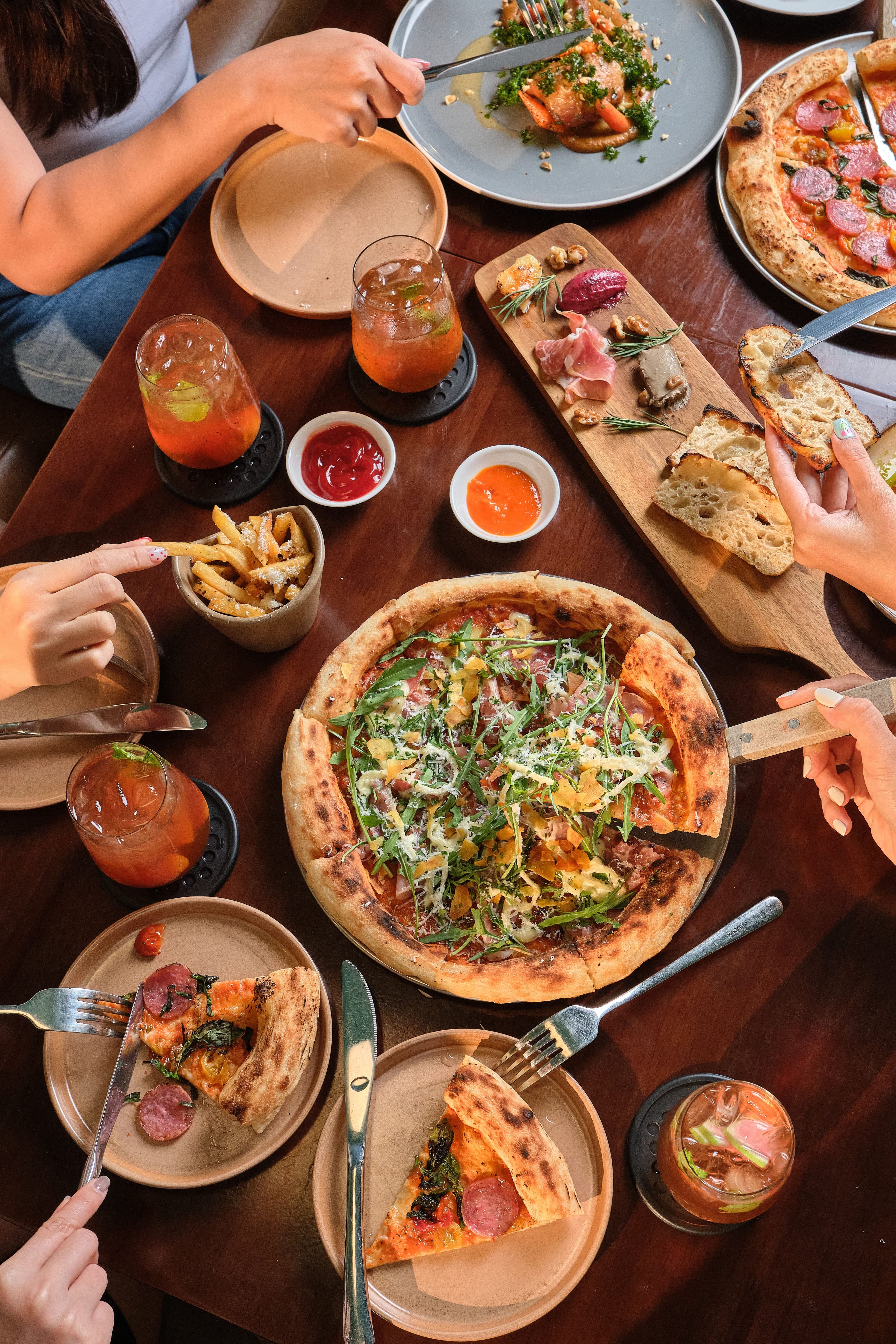 food on the table at amano 