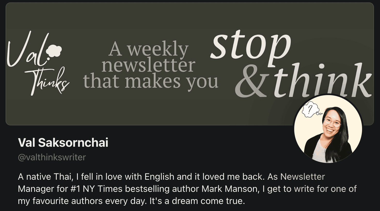 screenshot of val saksornschai newsletter Val Thinks