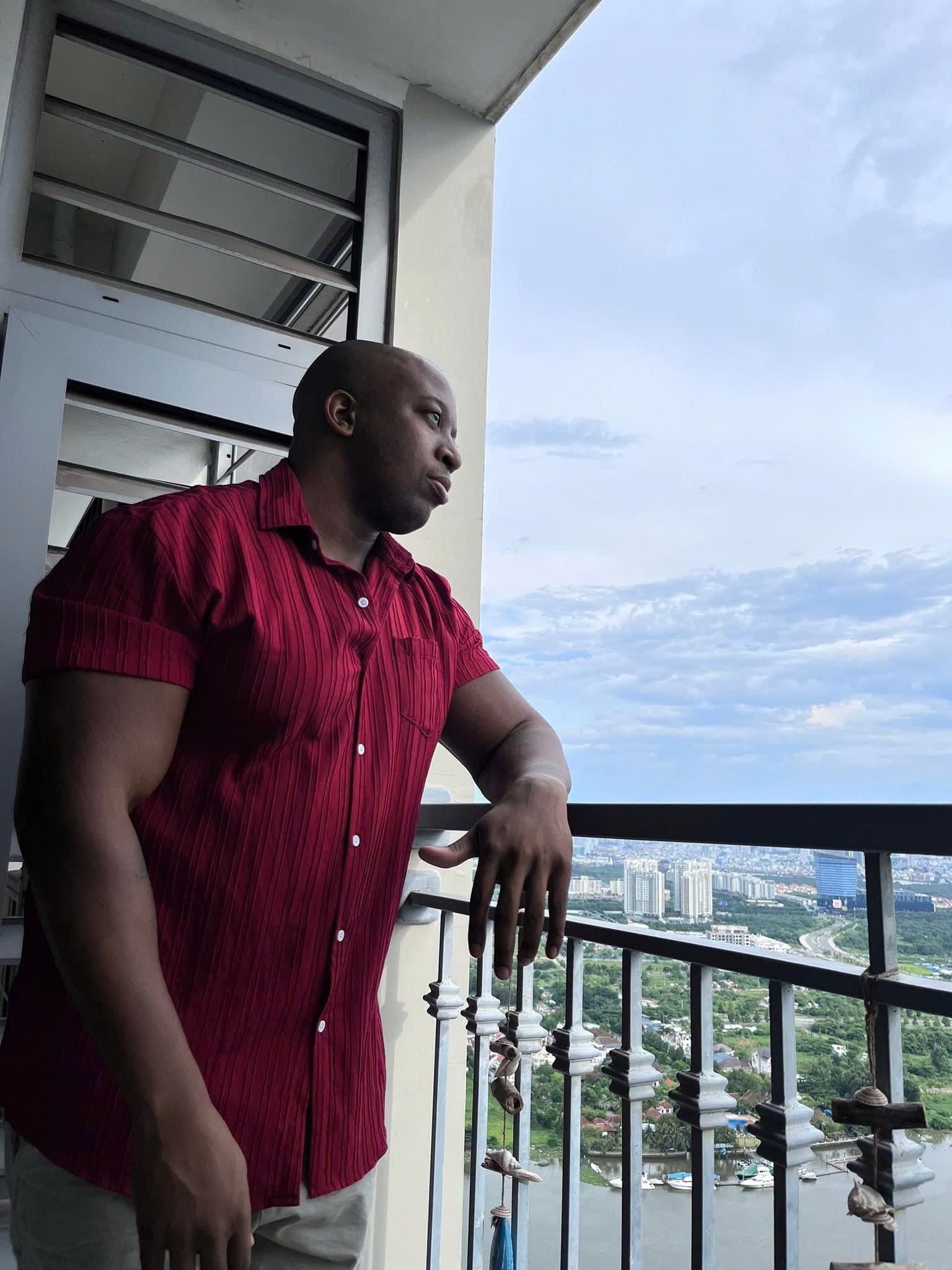 man staring at the city