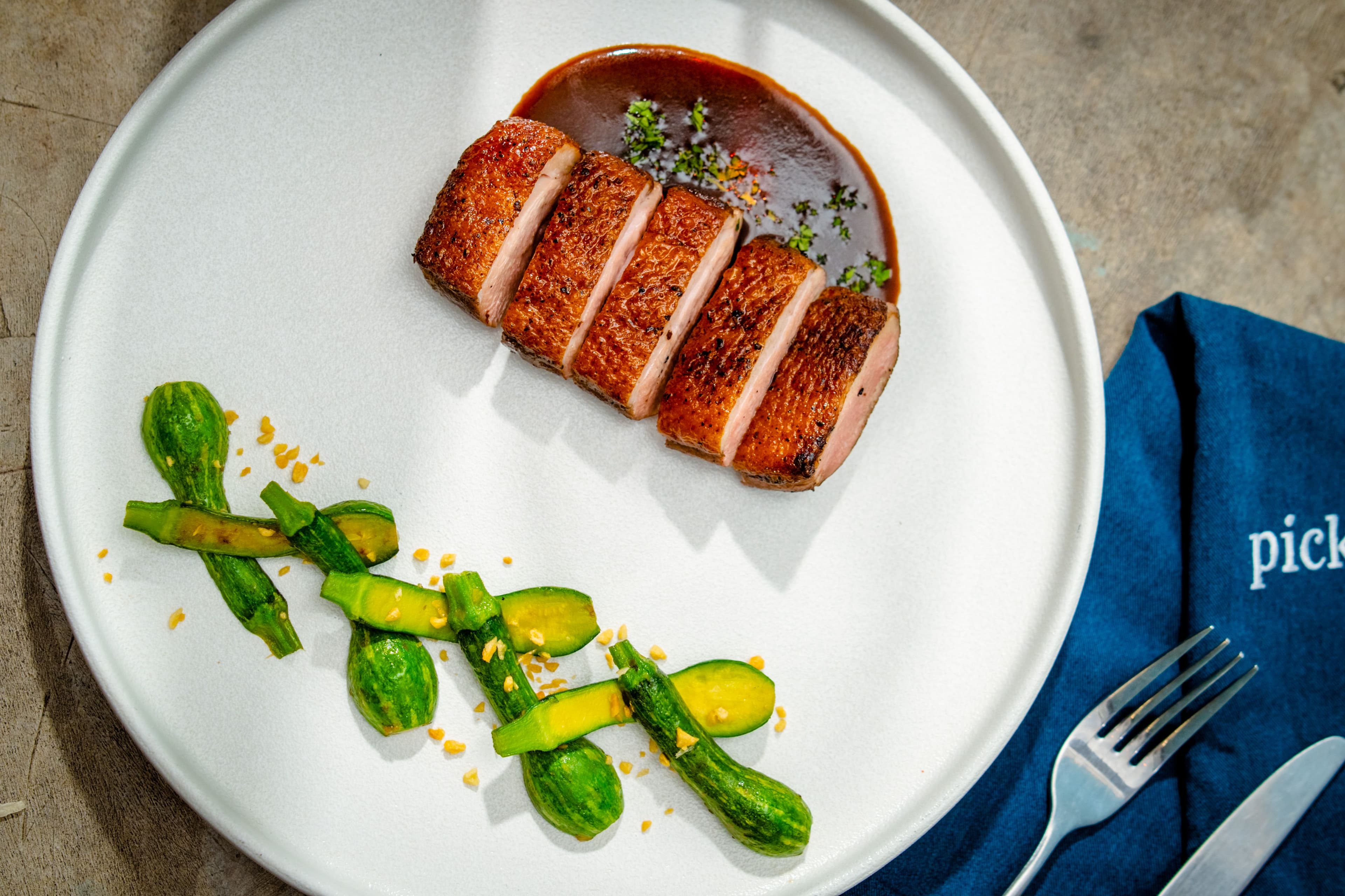 roasted duck breast with vegetables